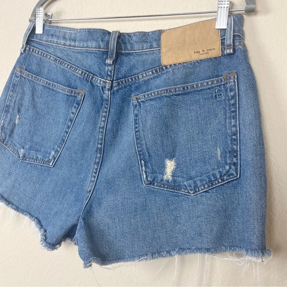Rag & Bone Maya High Rise Button Fly Raw Hem Distressed Denim Shorts Size 30 - Picture 8 of 12